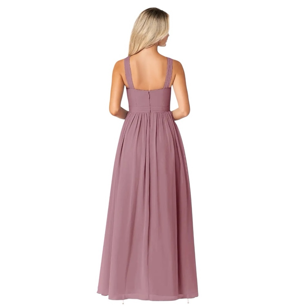 AZAZIE ELVIRA Vintage Mauve A-Line Pleated Chiffon Dress - Picture 4 of 10